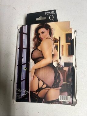 Queen Size Black Fishnet Bodystocking Lingerie open box
